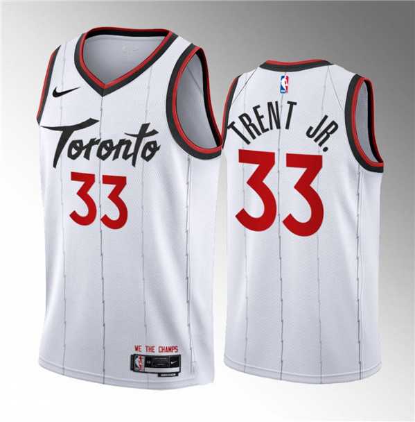 Mens Toronto Raptors #33 Gary Trent Jr. White 2023-24 Association Edition Stitched Basketball Jersey Dzhi